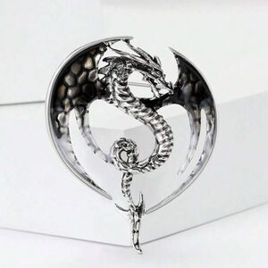 Vintage inspired Silver & Black Dragon Reptile Brooch Gothic, Renaissance NWT